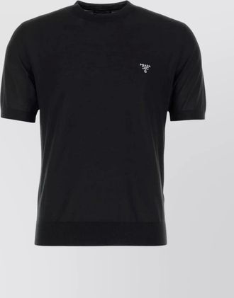 Prada wool t-shirt ribbed neckline short sleeves