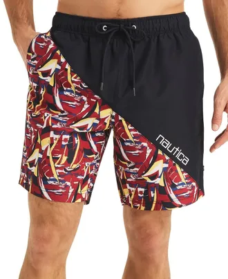 Nautica Swim Trunks Mens Multi Regular Fit Drawstring Waist Beach FTS935