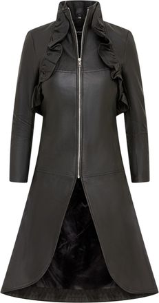 Infinity Leather Womens Goth Black Leather High Collar Victorian Flare Tailcoat - Challa