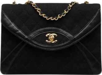 Chanel Pre-owned Borsa a Spalla in Cotone e Pelle Matelass&eacute; Vintage - - Pre-owned - Donna - Nero - ONE SIZE