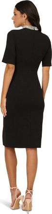Adrianna Papell Short Dress Womens Black Crepe Embellished Mock Neck GBO3600