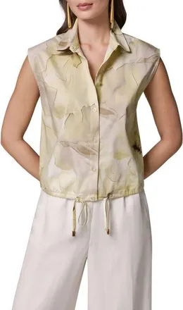 DKNY Allover Print Drawstring Hem Sleeveless Top in Citrus Multi at Nordstrom, Size X-Large
