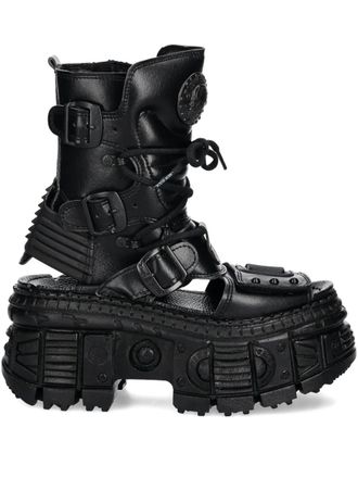 New Rock Tank M-BIOS107-V3 sandalen met plateauzool - Zwart