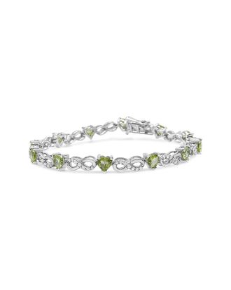 House of Brilliance Haus Of Brilliance Colorful Gemstones Silver 6.53 Ct. Tw. Diamond & Lab-Grown Peridot Link Bracelet
