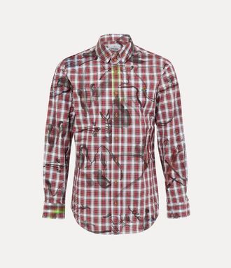 Vivienne Westwood Two Button Krall Shirt Printed Check Red 46 Men