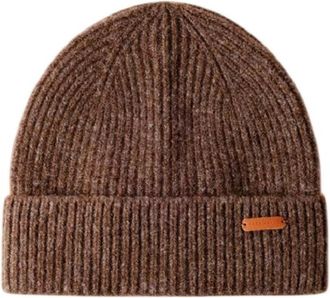 Pepe Jeans London Ribbed Beanie - Dames - Hoeden - Bruin - ONE Size - Leer - Accessoires