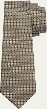 Ermenegildo Zegna Mens Micro-Geometric Silk Jacquard Tie