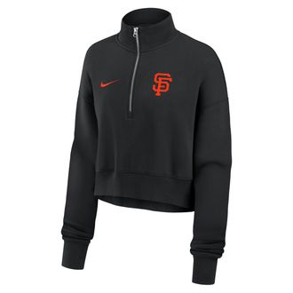 Nike San Francisco Giants Phoenix Nike Womens MLB Cropped 1/4-Zip Crew in Black | 01N900AGIA-LMW