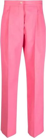 Palm Angels Roze hoge taille wijde pijpen broek - Dames - Straight fit broeken - Roze - S - Katoen - Broeken