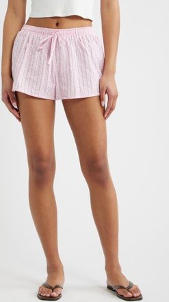 Princess Polly Abigayle Stripe Tie Waist Shorts in Pink Stripe at Nordstrom, Size 12