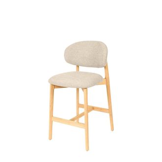 Koketto Home Taburete bajo de madera maciza en beige