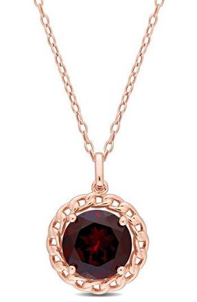 Delmar Garnet Halo Pendant Necklace in Red at Nordstrom Rack