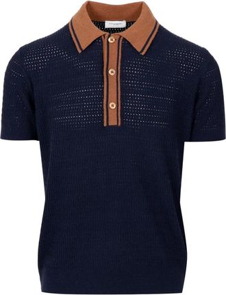 Paolo Pecora Silk Polo - Heren - Ronde hals truien - Blauw - M - Truien & Vesten