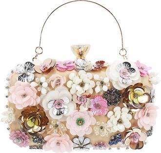 Emily Bridalwear pearl evening bag, color flower pearl handbag, handbag, wedding bag, classic elegance shining (Gold)