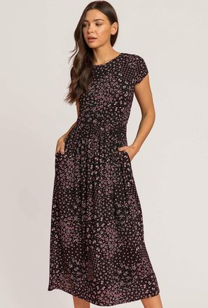 Roman Patchwork Floral Stretch Jersey Dress