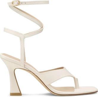 Stuart Weitzman Vinnie Wrap Thong 85 - Dames - Sandalen met hakken - Beige - 38 EU - Leer - Schoenen