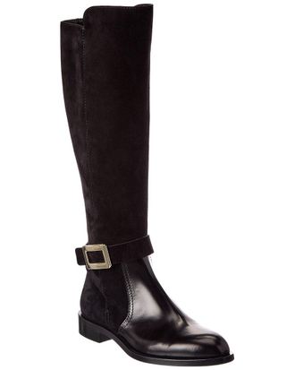 Roger Vivier Suede & Leather Knee-High Boot