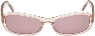 Abercrombie & Fitch 55mm Rectangular Sunglasses in Shiny Beige /Plum Lens at Nordstrom