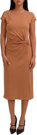 Cyrus Short Sleeve Rib Knit Dress in Biscuit at Nordstrom Rack, Size X-Small