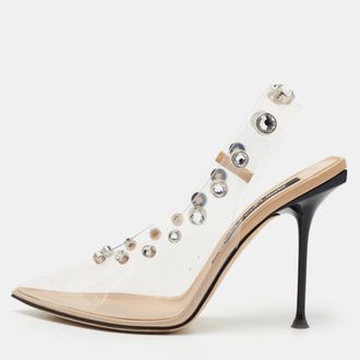 Sergio Rossi Transparent Pvc Studded Slingback Pumps