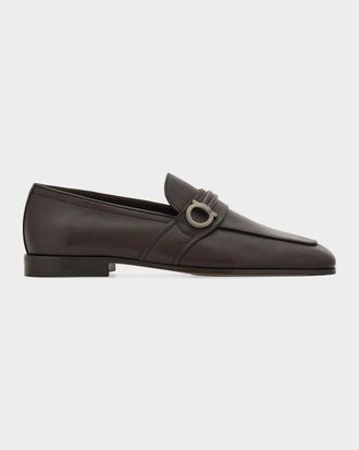 Ferragamo Men & apos;s Side-Gancio Leather Loafers