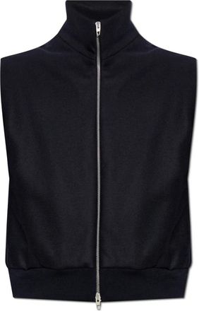 Jil Sander Wolvest met opstaande kraag - Heren - Bodywarmers - Blauw - L - Wol - Jassen