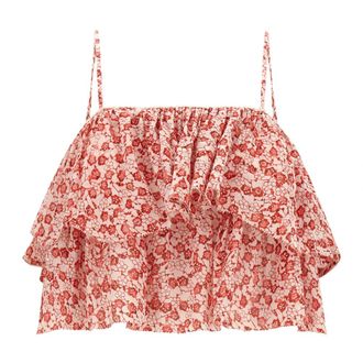 Isabel Marant Erisa Double Flounce Crop Top - Tops - Mujer - Rojo - M
