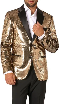 OppoSuits Groovy Gold Sequin Dinner Jacket at Nordstrom, Size 44