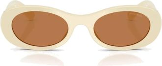Miu Miu Ovalen Zonnebril - Dames - Zonnebrillen - Wit - 50 MM - Accessoires