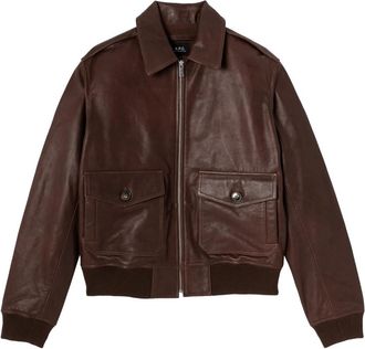 A.P.C. Gael Leren Bomberjack - Heren - Leren en Su&egrave;de Jassen - Bruin - L - Leer - Jassen