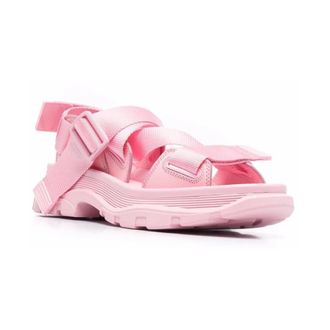 Alexander McQueen Schoenen, Dames, Roze, 38 EU, Leer, Stijlvolle platte sandalen voor vrouwen