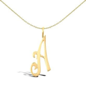 Jewelco London Solid 9ct Gold Script Identity Initial Pendant Letter A - JIN002-A