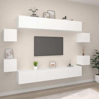 vidaXL 8 Piece TV Cabinet Set White Engineered Wood vidaXL