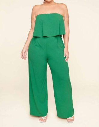 Sugarlips Plus Elvie Strapless Jumpsuit Curve In Kelly-Green