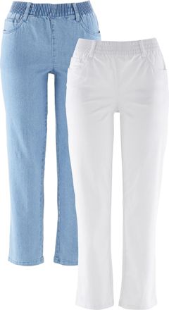 Bonprix Straight-Jeans BONPRIX, Damen, Gr. 36, N-Gr, wei&szlig;, hellblau denim, Denim/Jeans, Obermaterial: 82% Baumwolle, 17% Polyester, 1% Elasthan, regular fit, 