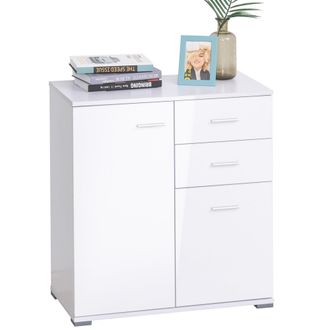 HOMCOM 71x35x76 cm High Gloss Side Cabinet Table Sideboard Chest of Drawer Storage Furniture - White - Home Living | TJ Hughes