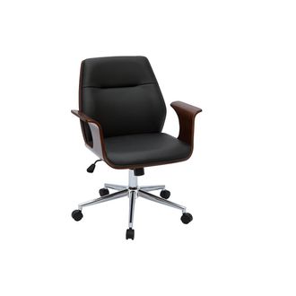 Miliboo Miliboo - Silla De Oficina Moderna Negra Con Madera Oscura Rufin