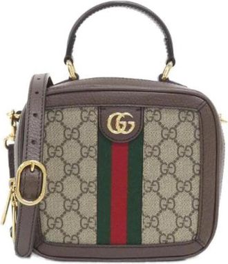Gucci Pre-owned Ophidia GG Supreme Schoudertas - Dames - Vintage Handtas - Bruin - ONE Size - Leer - Vintage