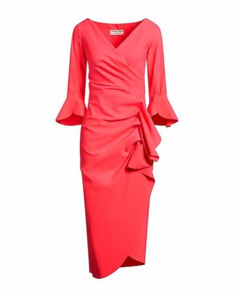 La Petite Robe Di Chiara Boni Womens Triwan Ruffle-Trim Slim-Fit Midi-Dress In Coral