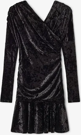 Ganni Black Ruched Mini Dress - Size 10/12