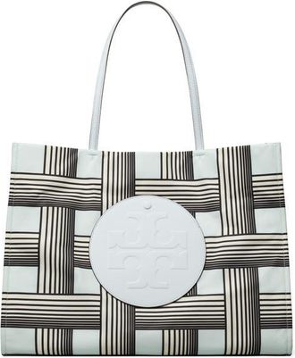 Tory Burch Ella Print Tote in Block Print Blue at Nordstrom