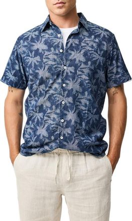 Rodd & Gunn Arthurs Pass Palm Print Short Sleeve Button-Up Shirt in Cobalt at Nordstrom Rack, Size Xx-Large
