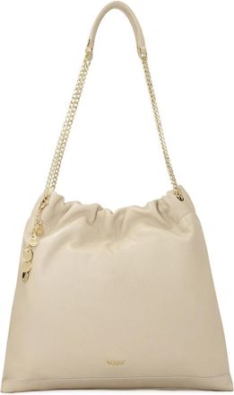 Kazar Roomkleurige tas met kettingen - Dames - Schoudertassen - Beige - ONE Size - Leer - Tassen