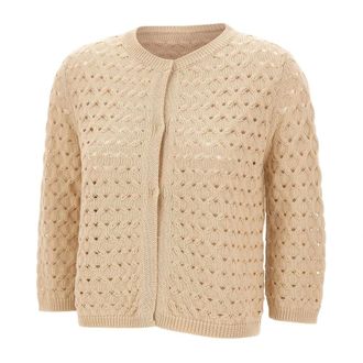 KANGRA Textured Cotton Cardigan - female - Kangra - Cardigans - Beige - M - Knitwear