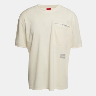 HUGO BOSS Boss By Hugo Boss Cream Logo Patch Cotton Blend T-Shirt
