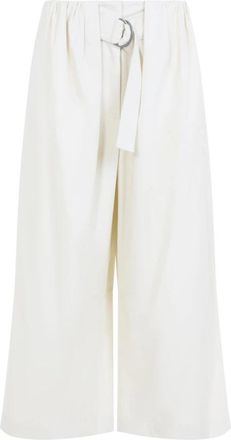 Loewe Cropped Broek met Riem - Dames - Wijde Broeken - Wit - XS - Katoen - Broeken