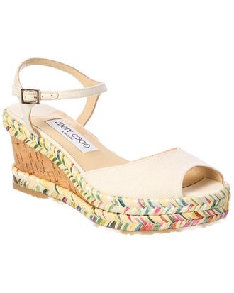 Jimmy Choo London Denim & Leather Wedge Sandal