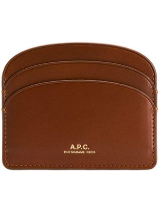 A.P.C. Demi Lune Brown Leather Card Holder With Logo A. P.C. Woman