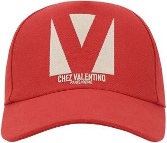Valentino Garavani Logo Baseballpet - Dames - Petten - Rood - 57 CM - Katoen - Accessoires