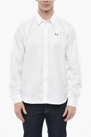 Maison Kitsun&eacute; Button-Down Shirt with Tricolour Fox Patch size 42